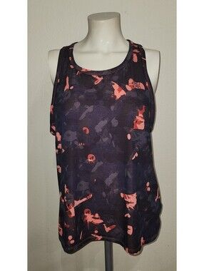 The North Face Women Active Wear Tank Top Blue Black Hawaiian Floral Print Large